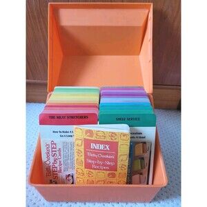 Vintage 1975 Betty Crocker STEP BY STEP Recipe Index Book Cards Orange Box